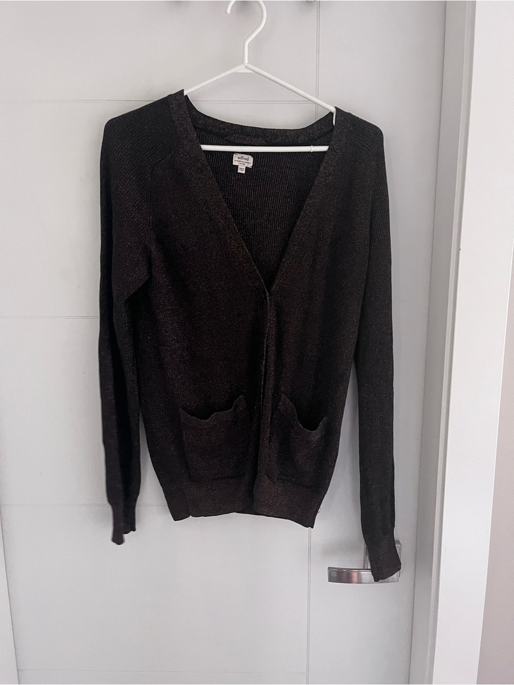 Wilfred Black V-Neck Open Cardigan with Pockets
